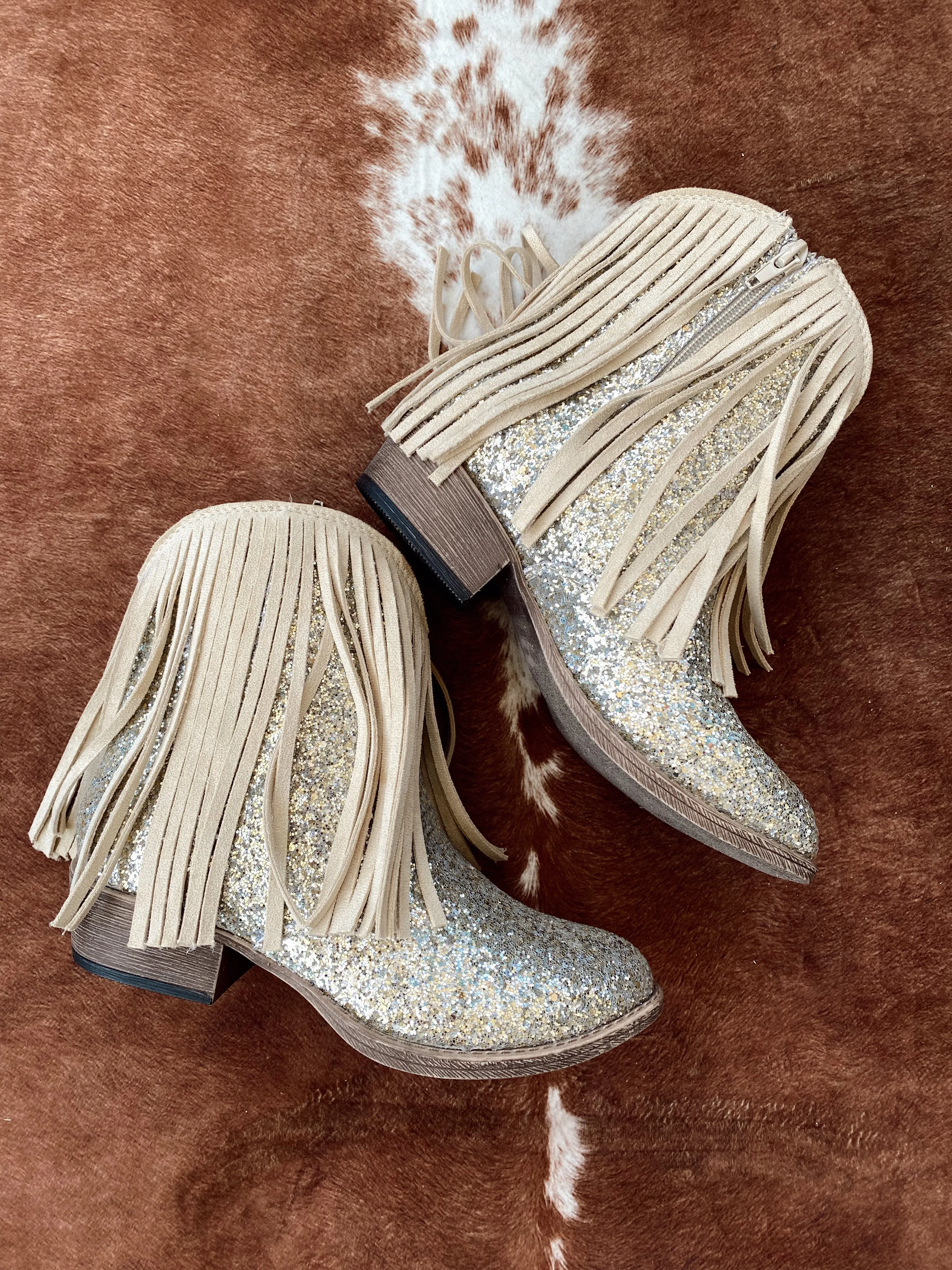 Glitter Booties with Fringe