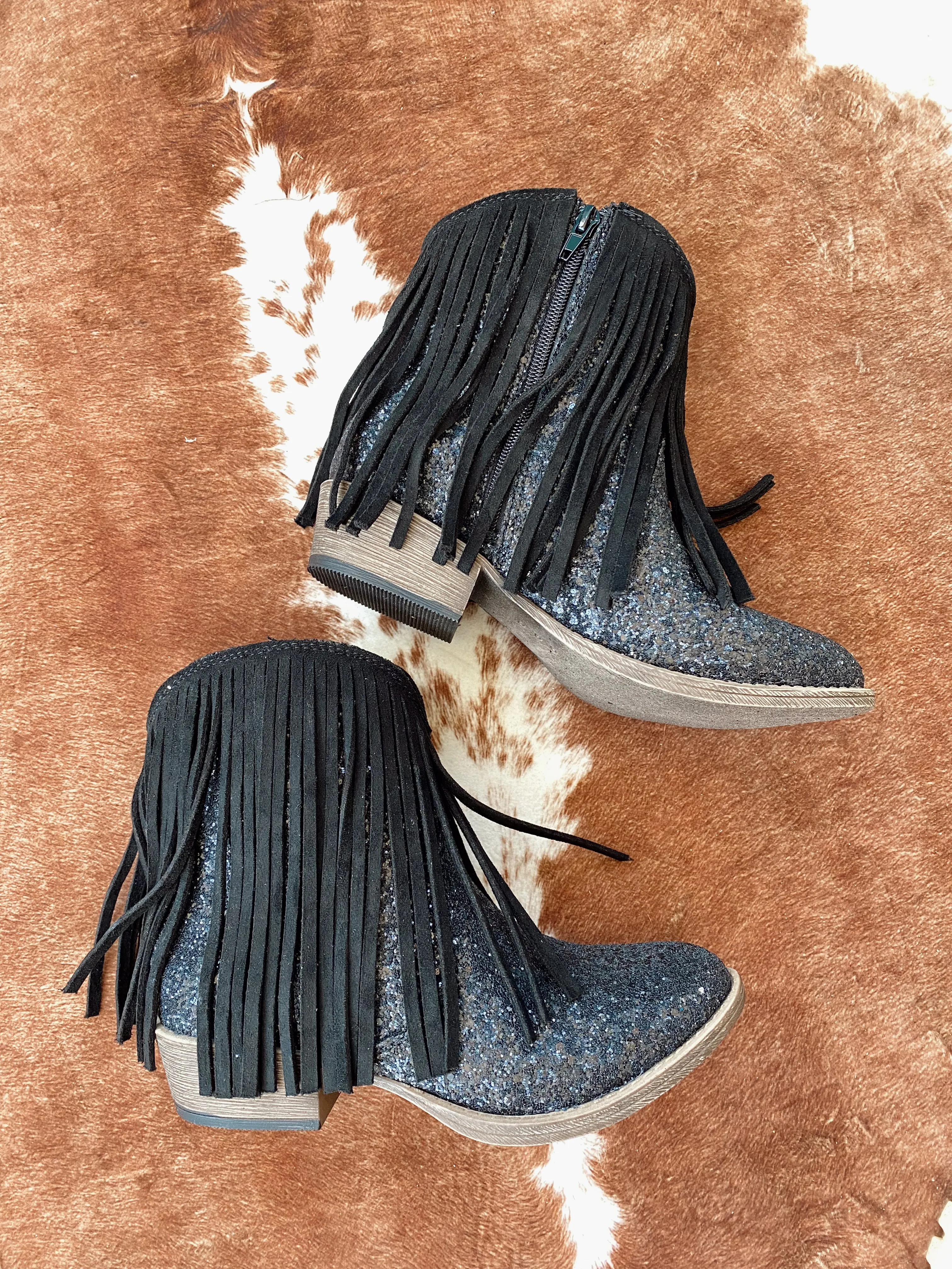 Glitter Booties with Fringe