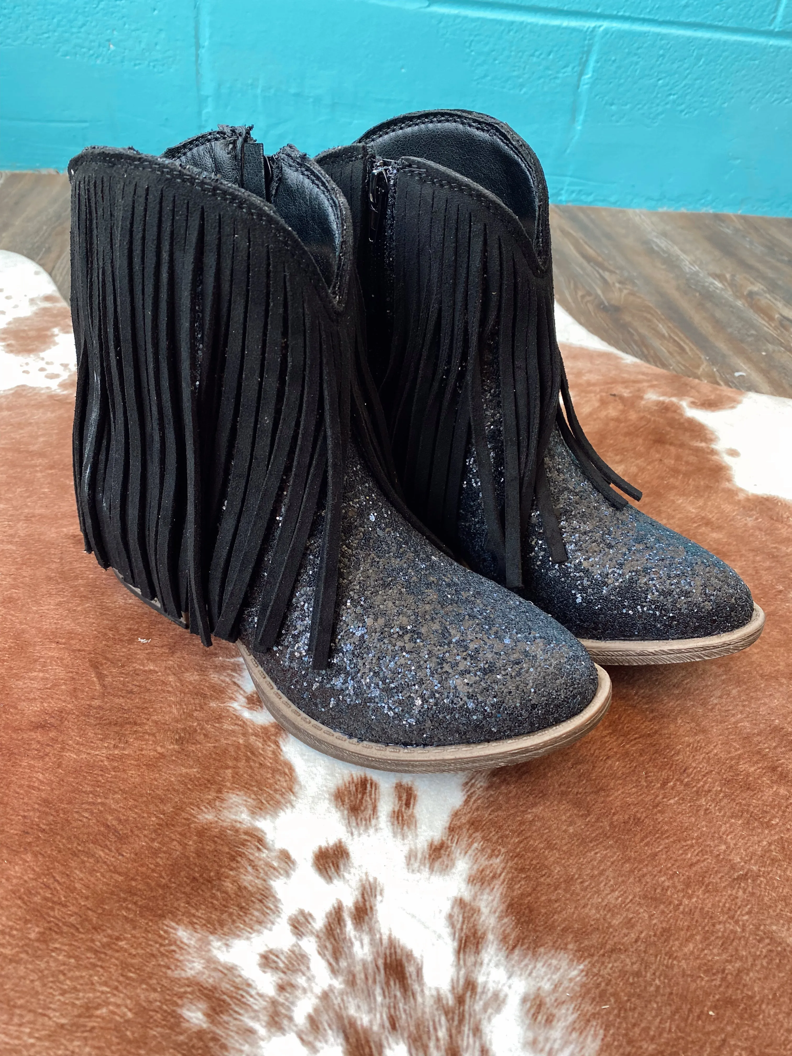 Glitter Booties with Fringe