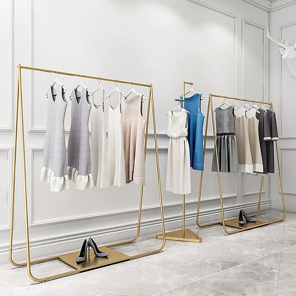 Golden Metal Garment Display Rack, Smooth Finish, 150x160cm