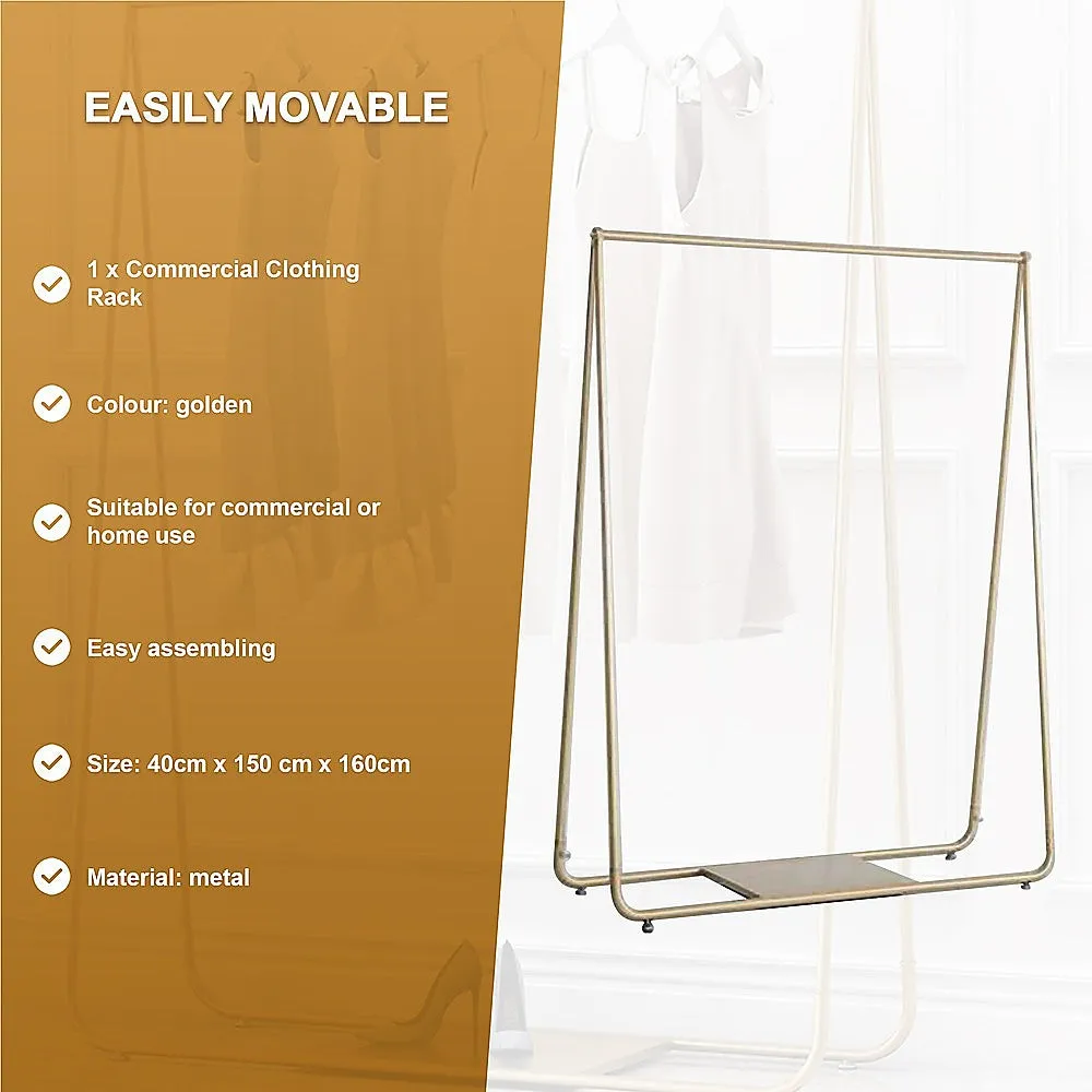 Golden Metal Garment Display Rack, Smooth Finish, 150x160cm