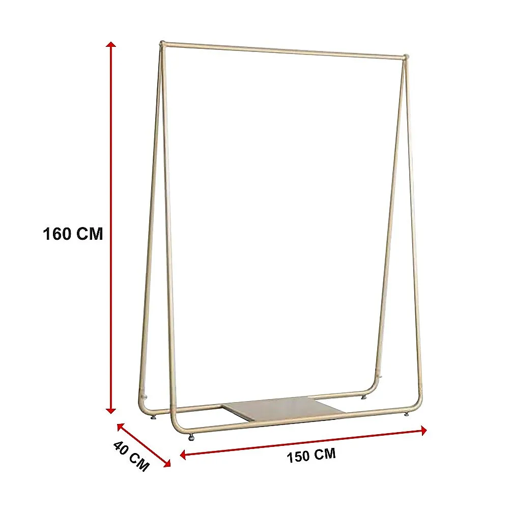 Golden Metal Garment Display Rack, Smooth Finish, 150x160cm