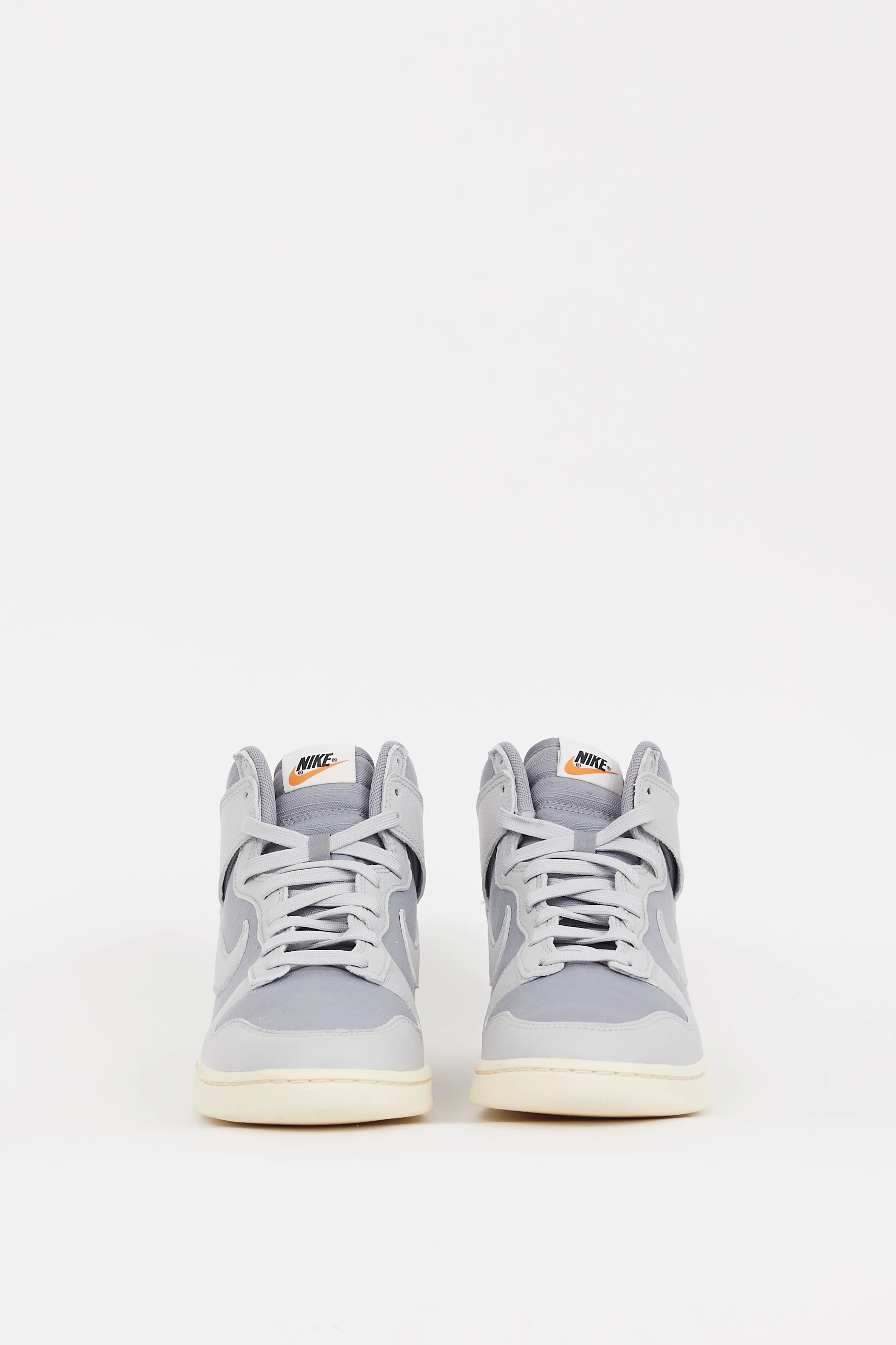 Grey Leather & Canvas Dunk High Premium Sneaker