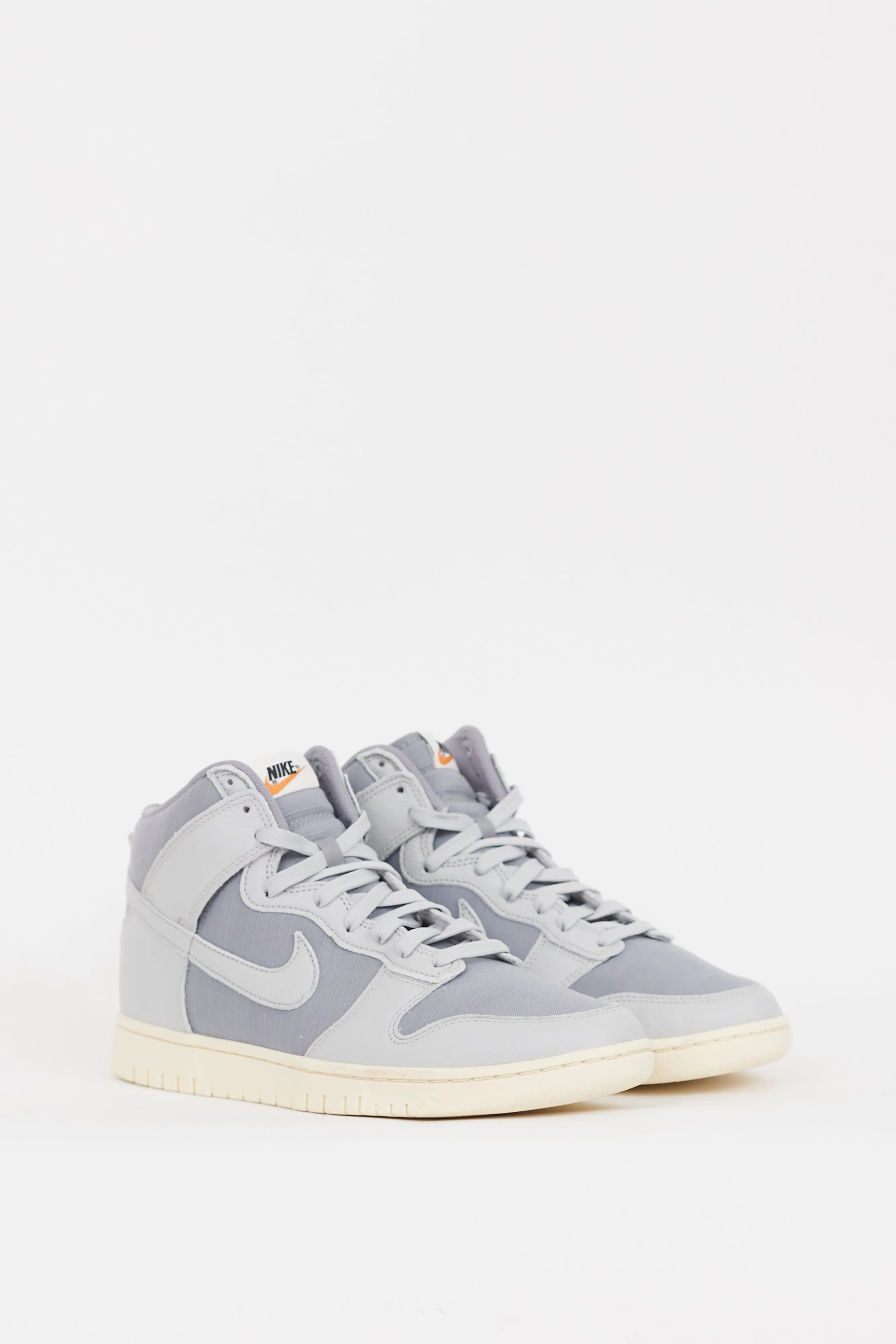 Grey Leather & Canvas Dunk High Premium Sneaker