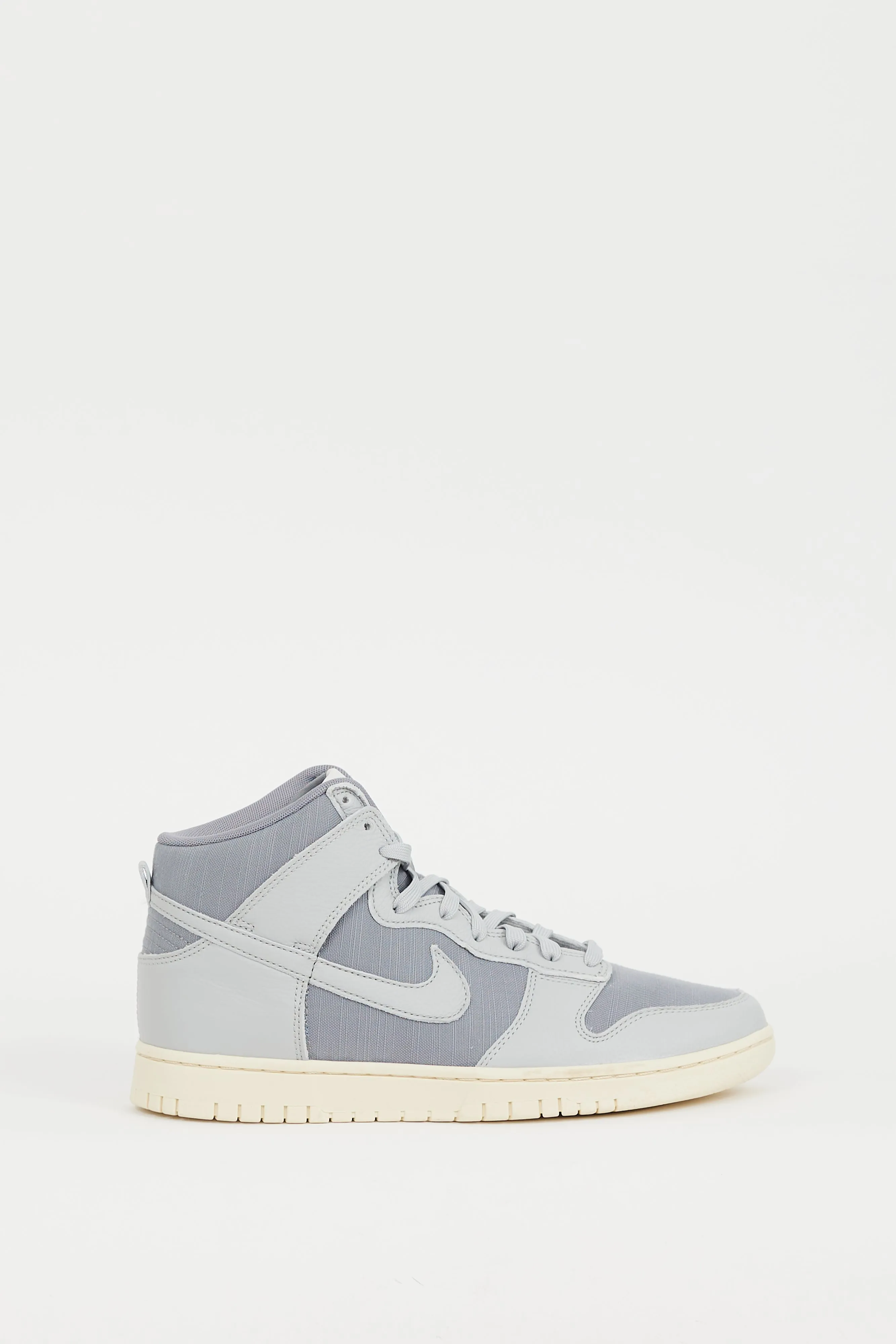 Grey Leather & Canvas Dunk High Premium Sneaker