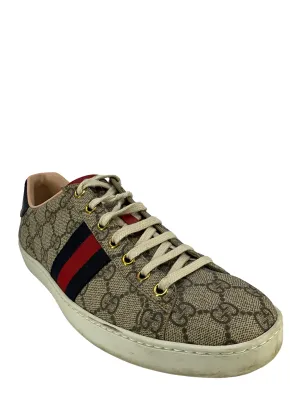 Gucci Women's Ace GG Supreme Canvas Low Top Sneakers Size 8.5