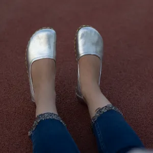 Handmade Barefoot Leather Shoes for Women in Silver