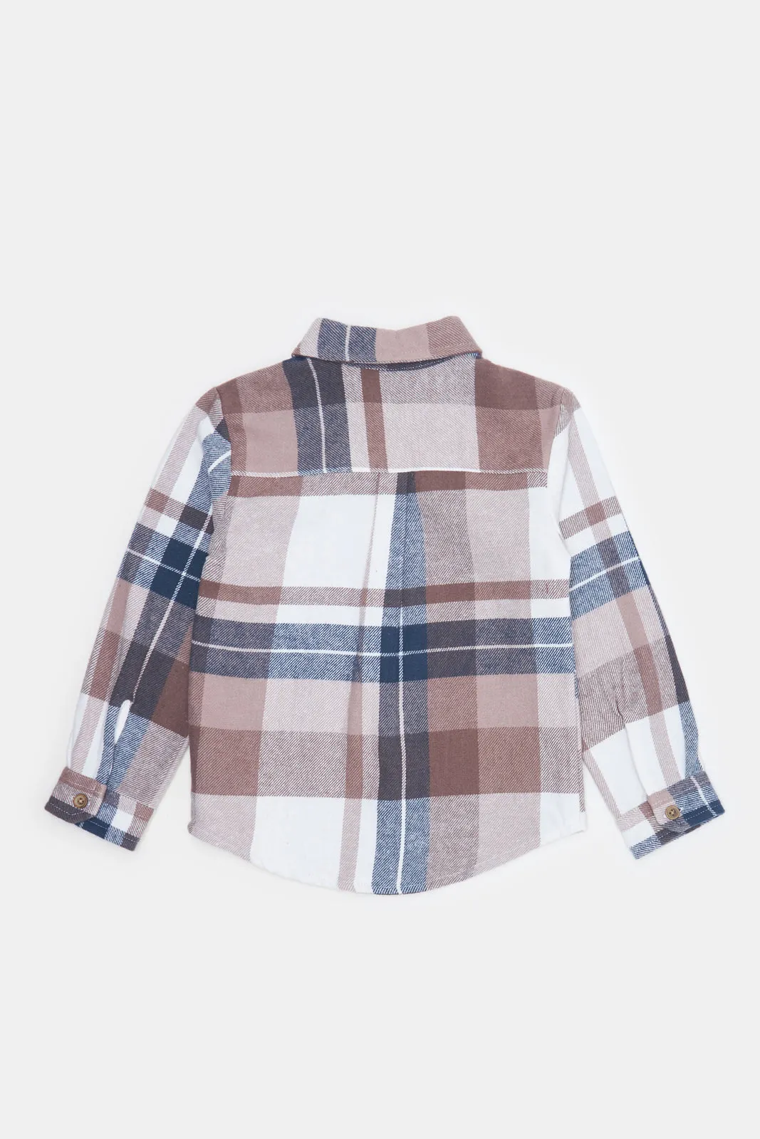 Infant Boys Brown Checkered Shirt