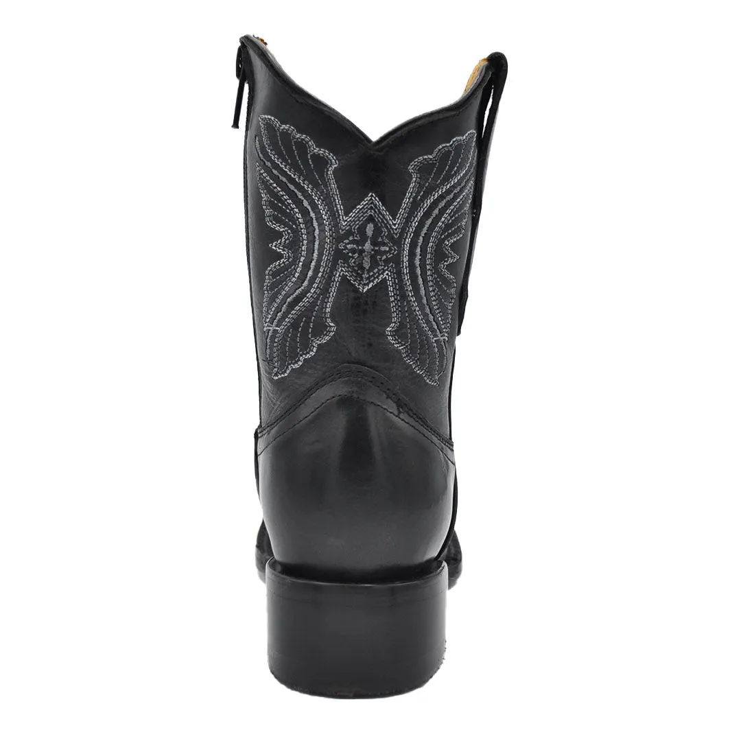 Junior Kid's Square Toe Black Western Boots