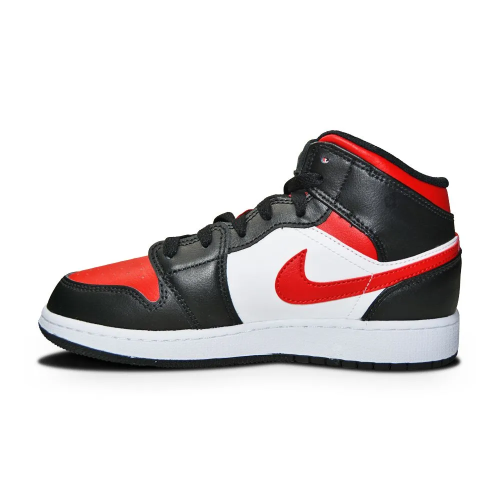 Juniors Nike Air Jordan 1 Mid - 554725 079 - Black Fire Red White