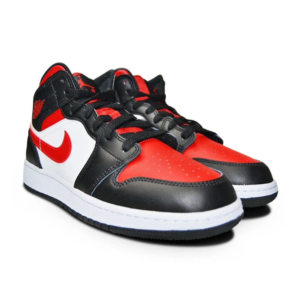 Juniors Nike Air Jordan 1 Mid - 554725 079 - Black Fire Red White