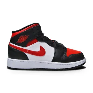 Juniors Nike Air Jordan 1 Mid - 554725 079 - Black Fire Red White