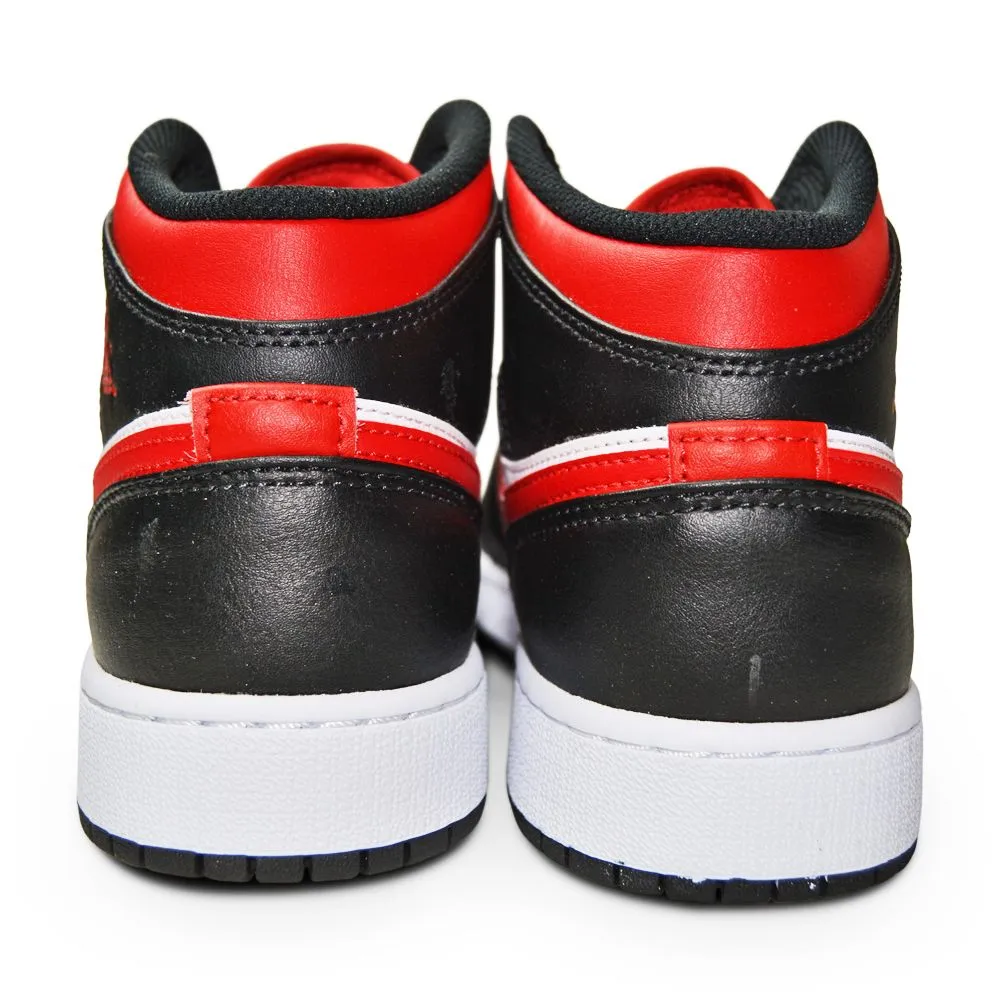 Juniors Nike Air Jordan 1 Mid - 554725 079 - Black Fire Red White