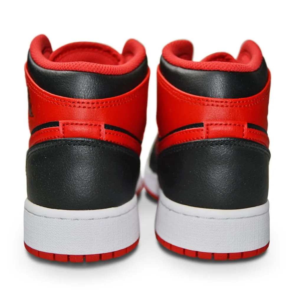 Juniors Nike Air Jordan 1 Mid 'Alternate Bred' (GS) DQ8423 060 Black Fire Red