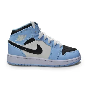 Juniors Nike Air Jordan 1 Mid (GS) - 555112 401 - Ice Blue Black Sail White