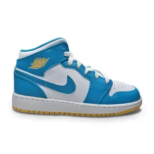 Juniors Nike Air Jordan 1 Mid (GS) - DQ8423 400 - Aquatone Celestial Gold White