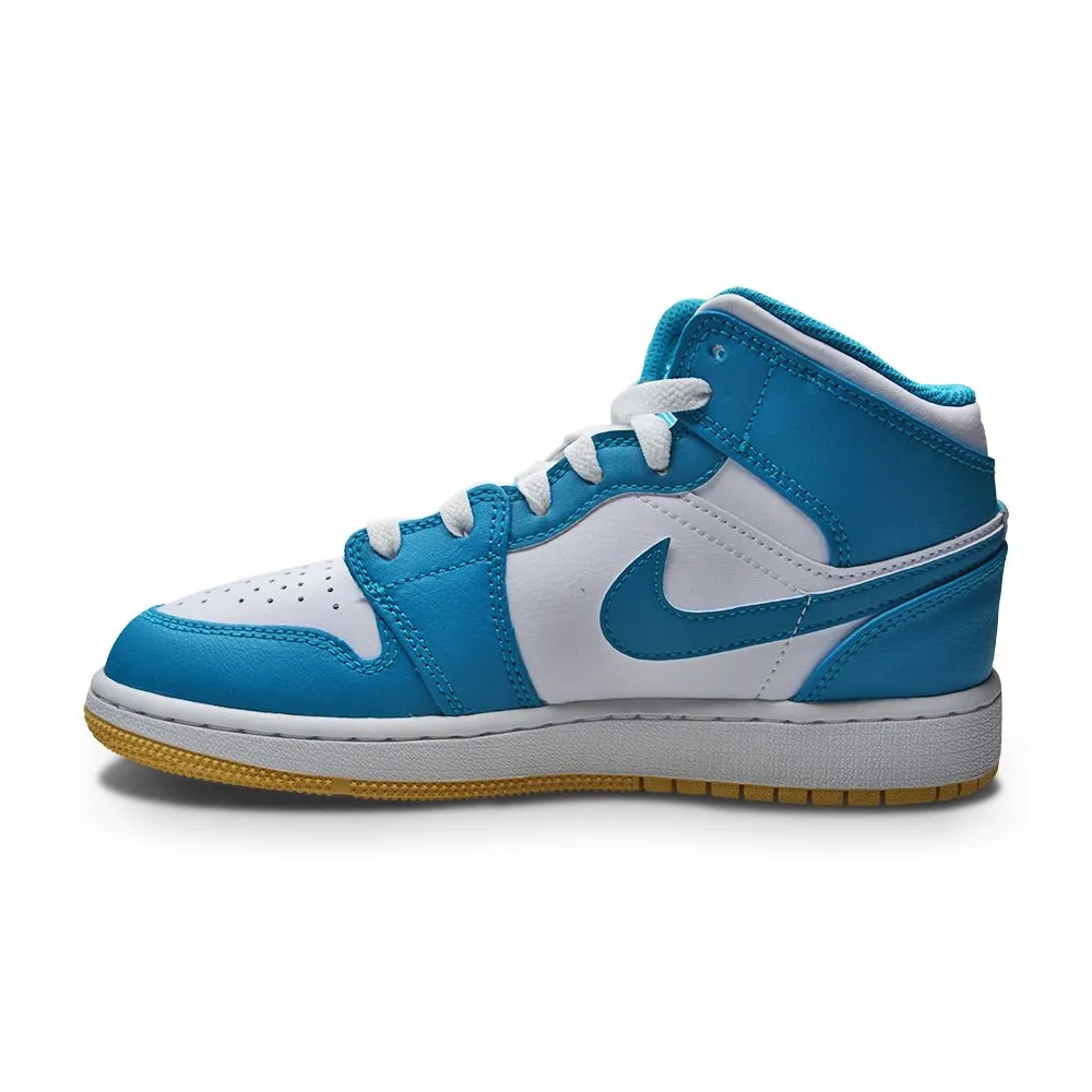 Juniors Nike Air Jordan 1 Mid (GS) - DQ8423 400 - Aquatone Celestial Gold White