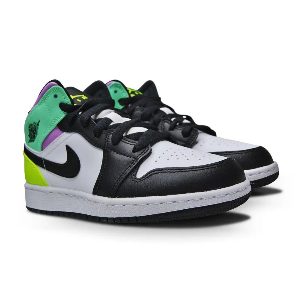 Juniors Nike Air Jordan 1 Mid (GS) "Pastel" - 554725 175 - White Black Volt Glo