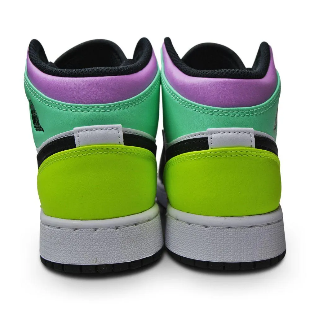 Juniors Nike Air Jordan 1 Mid (GS) "Pastel" - 554725 175 - White Black Volt Glo