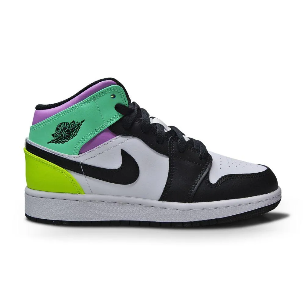 Juniors Nike Air Jordan 1 Mid (GS) "Pastel" - 554725 175 - White Black Volt Glo