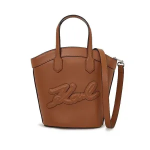 KARL LAGERFELD K/SIGNATURE TULIP PERFORATED BROWN BAG