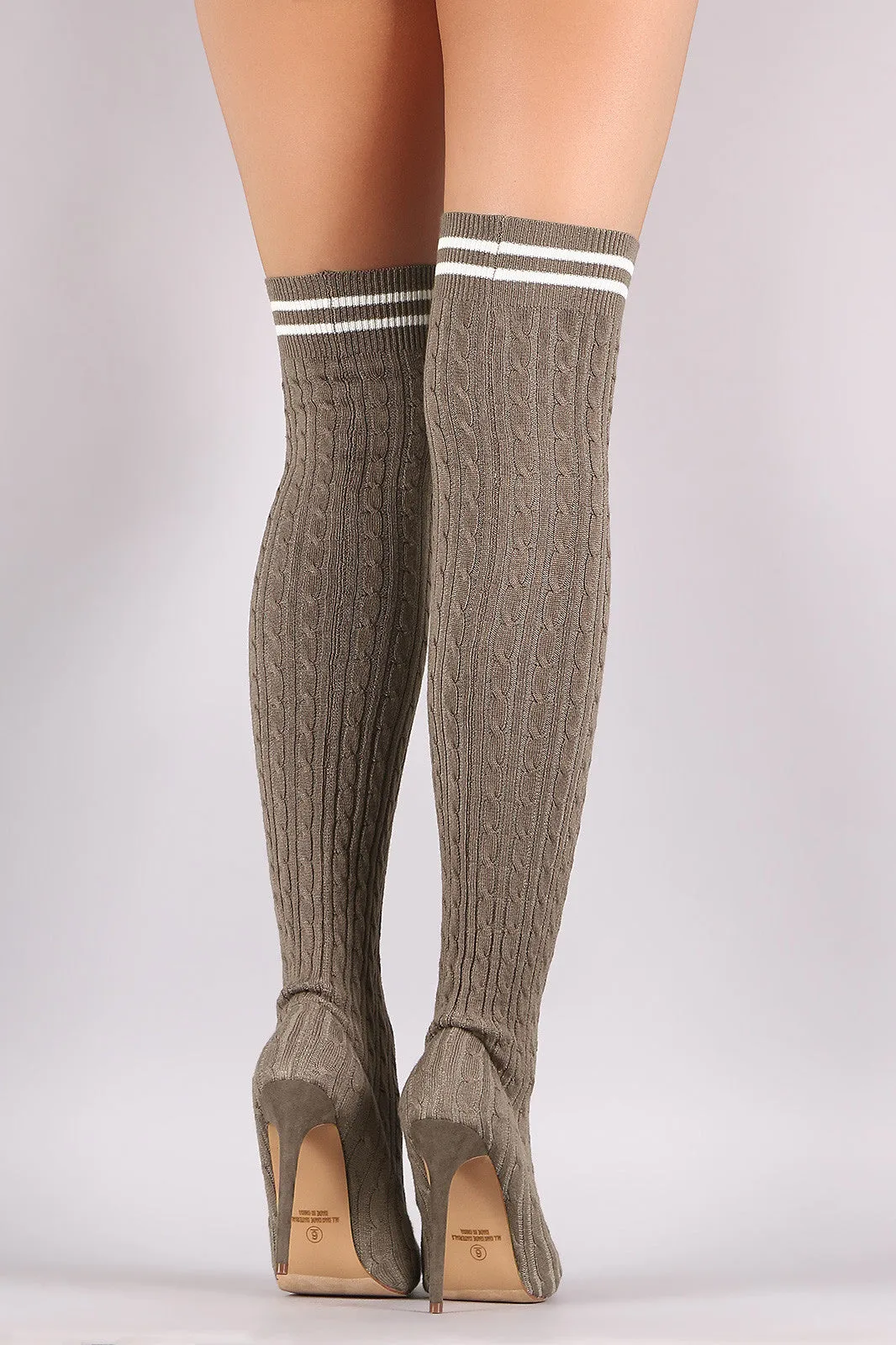 Liliana Stretched Sweater Knit Stiletto Over-The-Knee Sock Boots