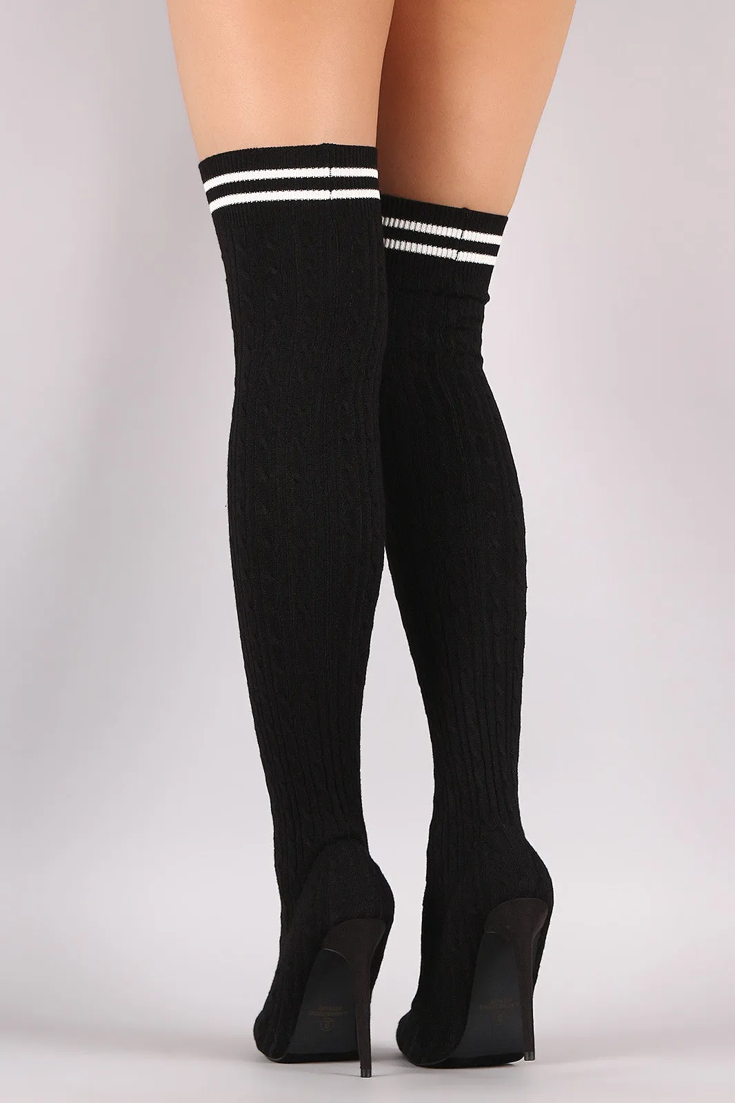 Liliana Stretched Sweater Knit Stiletto Over-The-Knee Sock Boots