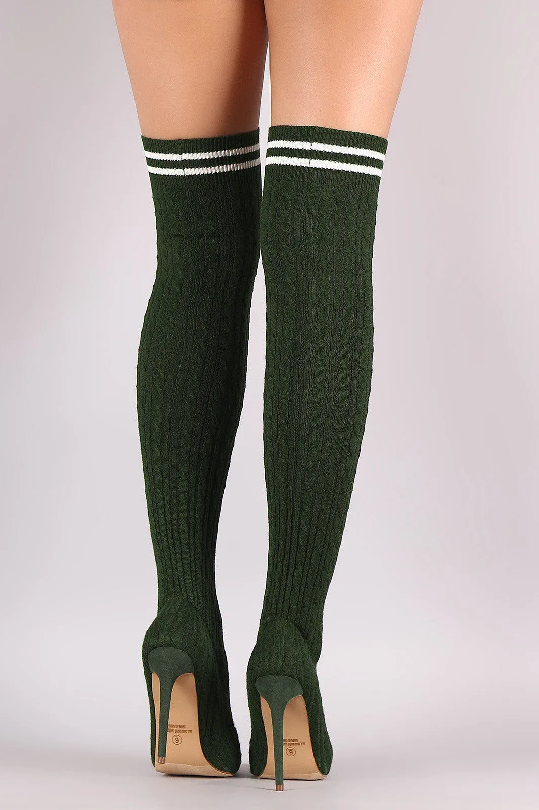 Liliana Stretched Sweater Knit Stiletto Over-The-Knee Sock Boots