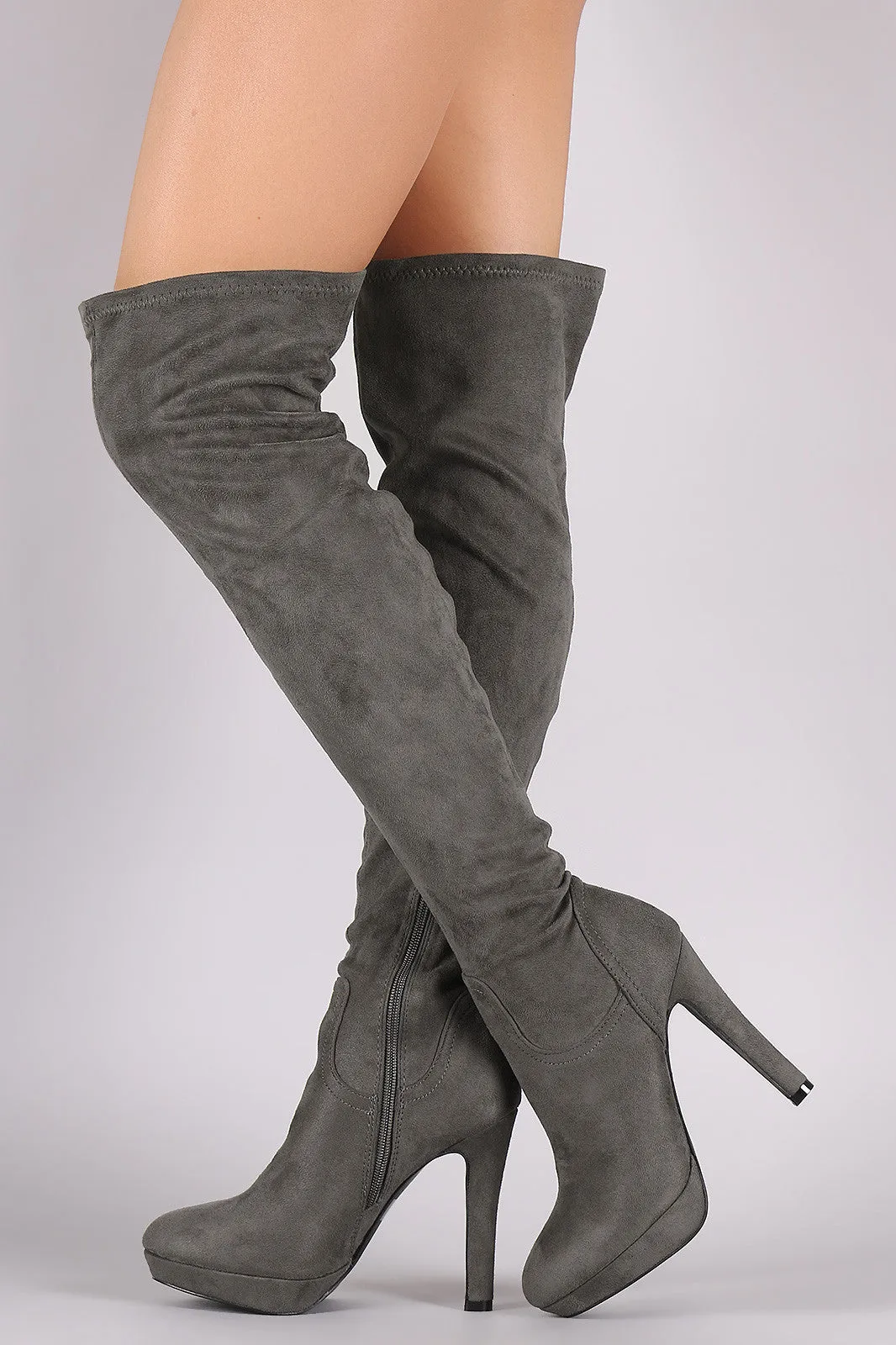 Liliana Suede Almond Toe Heeled Over-The-Knee Boots