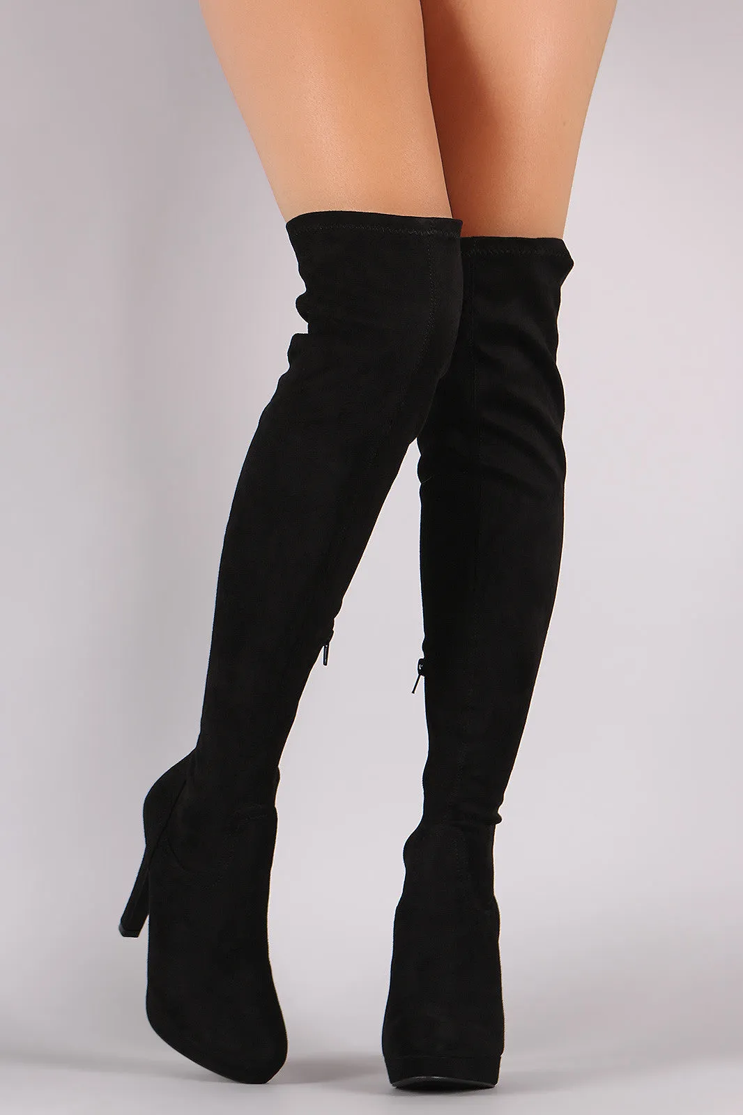 Liliana Suede Almond Toe Heeled Over-The-Knee Boots