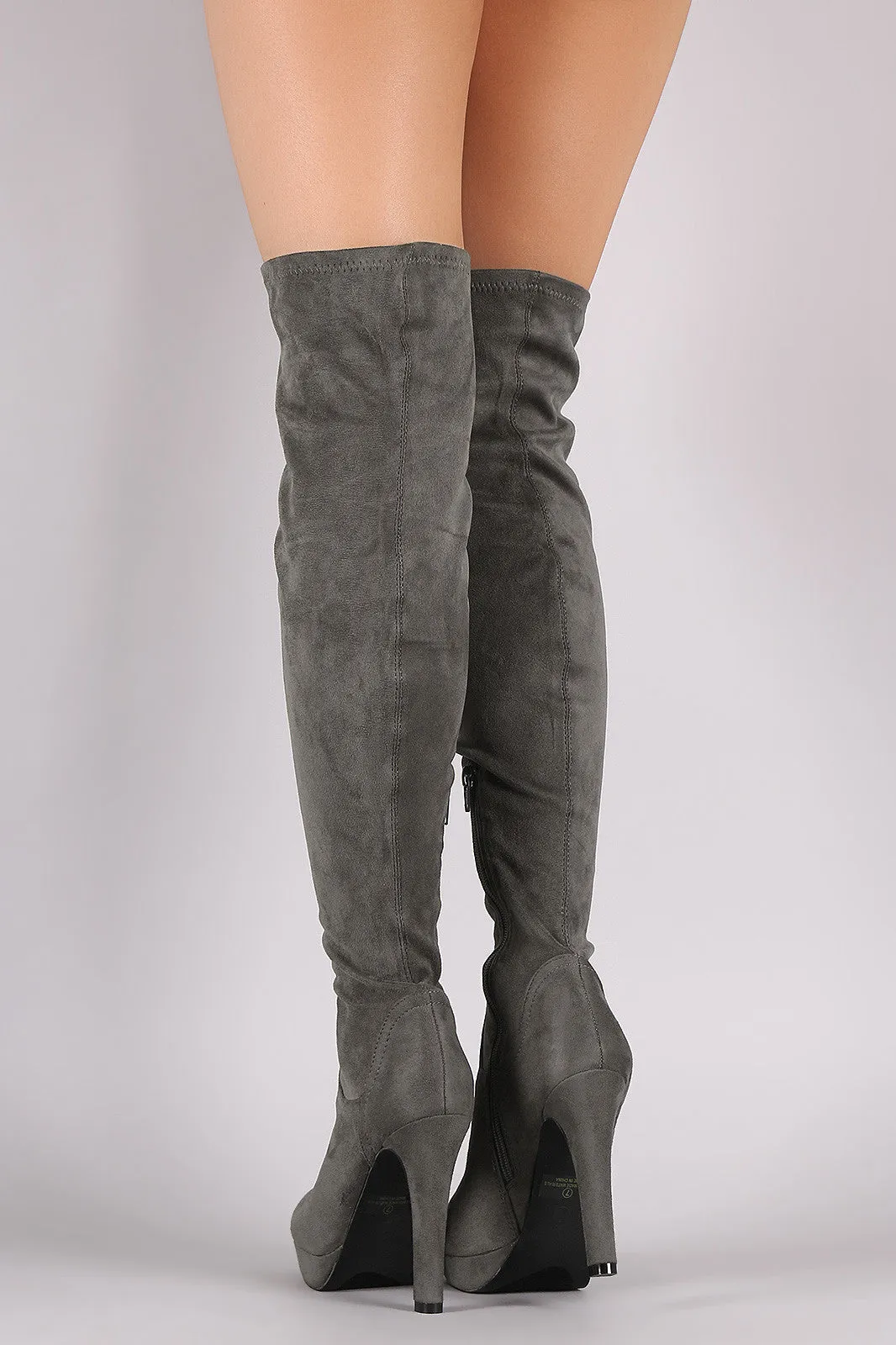 Liliana Suede Almond Toe Heeled Over-The-Knee Boots