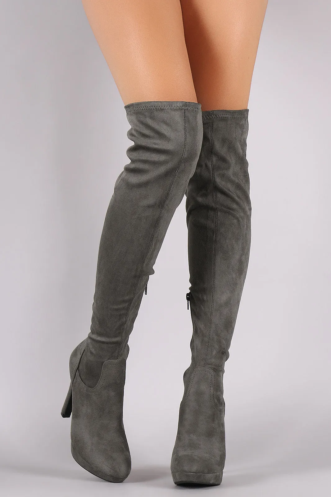 Liliana Suede Almond Toe Heeled Over-The-Knee Boots