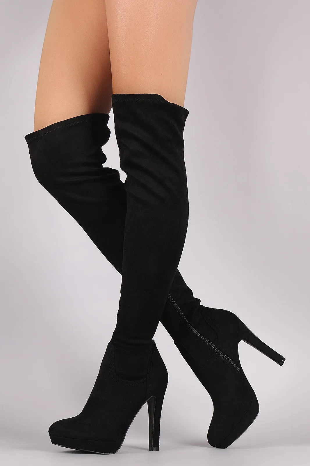 Liliana Suede Almond Toe Heeled Over-The-Knee Boots