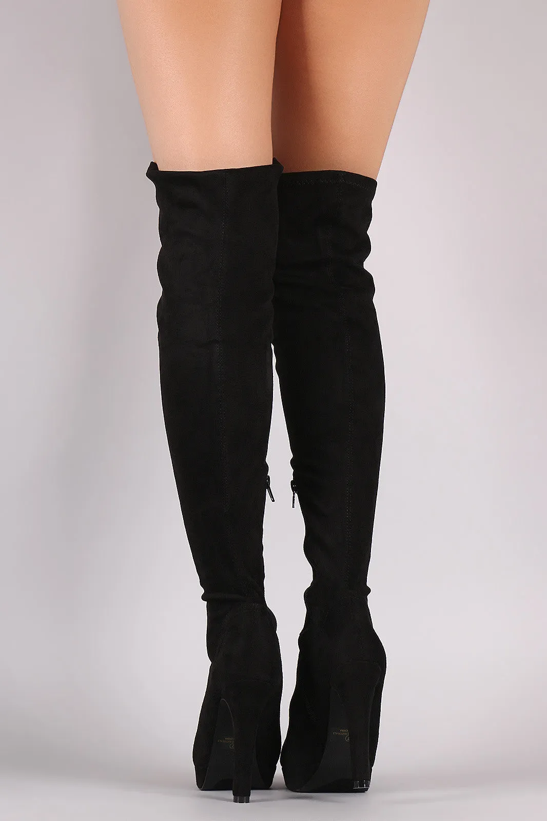 Liliana Suede Almond Toe Heeled Over-The-Knee Boots