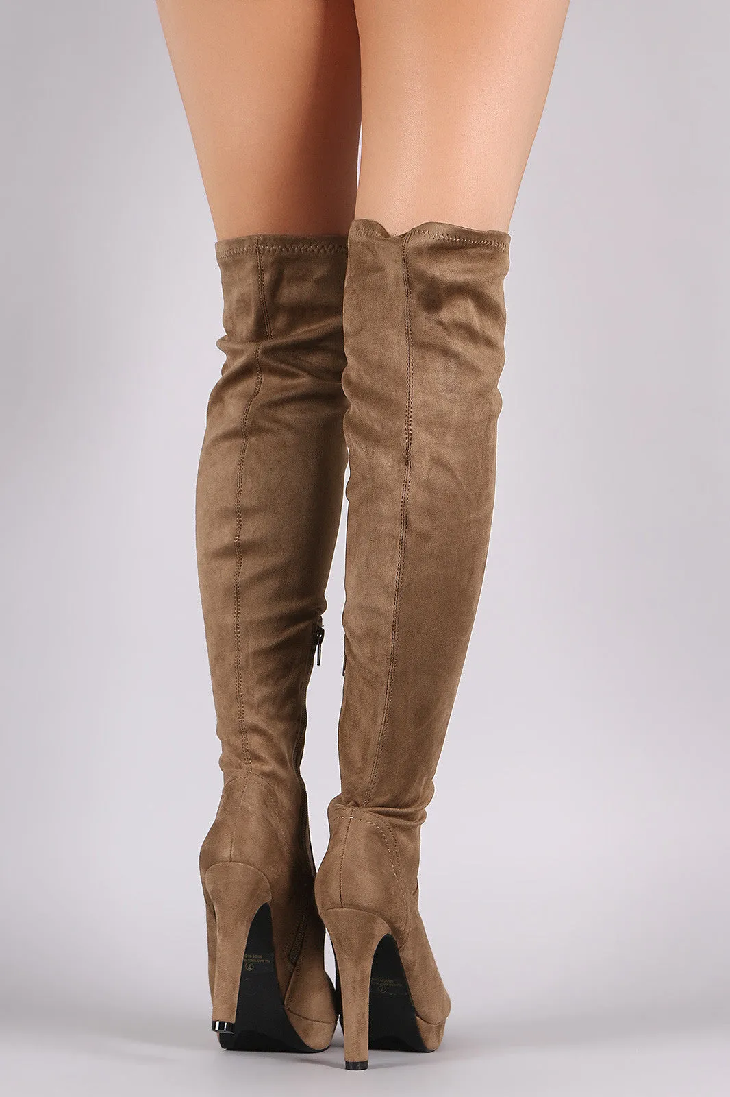 Liliana Suede Almond Toe Heeled Over-The-Knee Boots