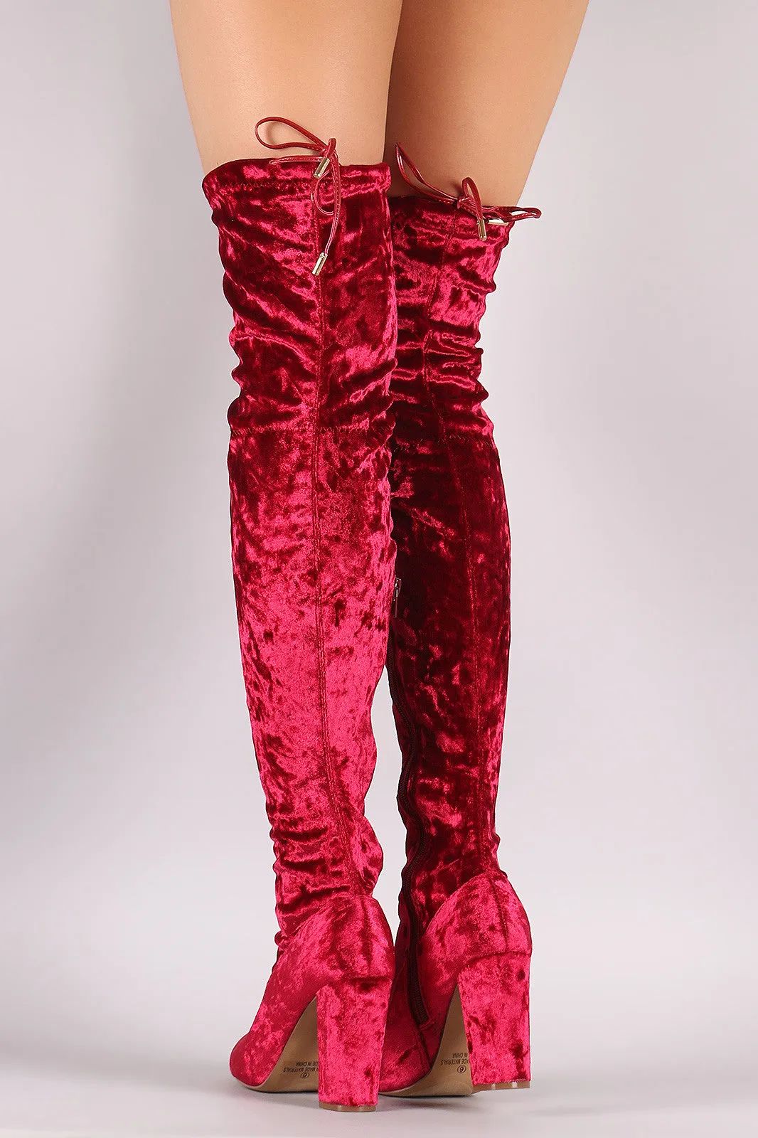 Liliana Velvet Chunky Heel Over The Knee Boots