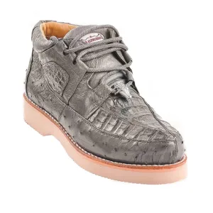 Los Altos Boots Mens # ZA050209 Casual Shoe | Style #01 |Caiman W/Ostrich Boots | Color Gray