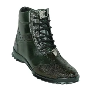 Los Altos Olive Green Ostrich Leg High-Top Sneakers