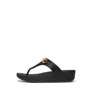 Lulu Chunky-Snaffle Leather Toe-Post Sandals - Black