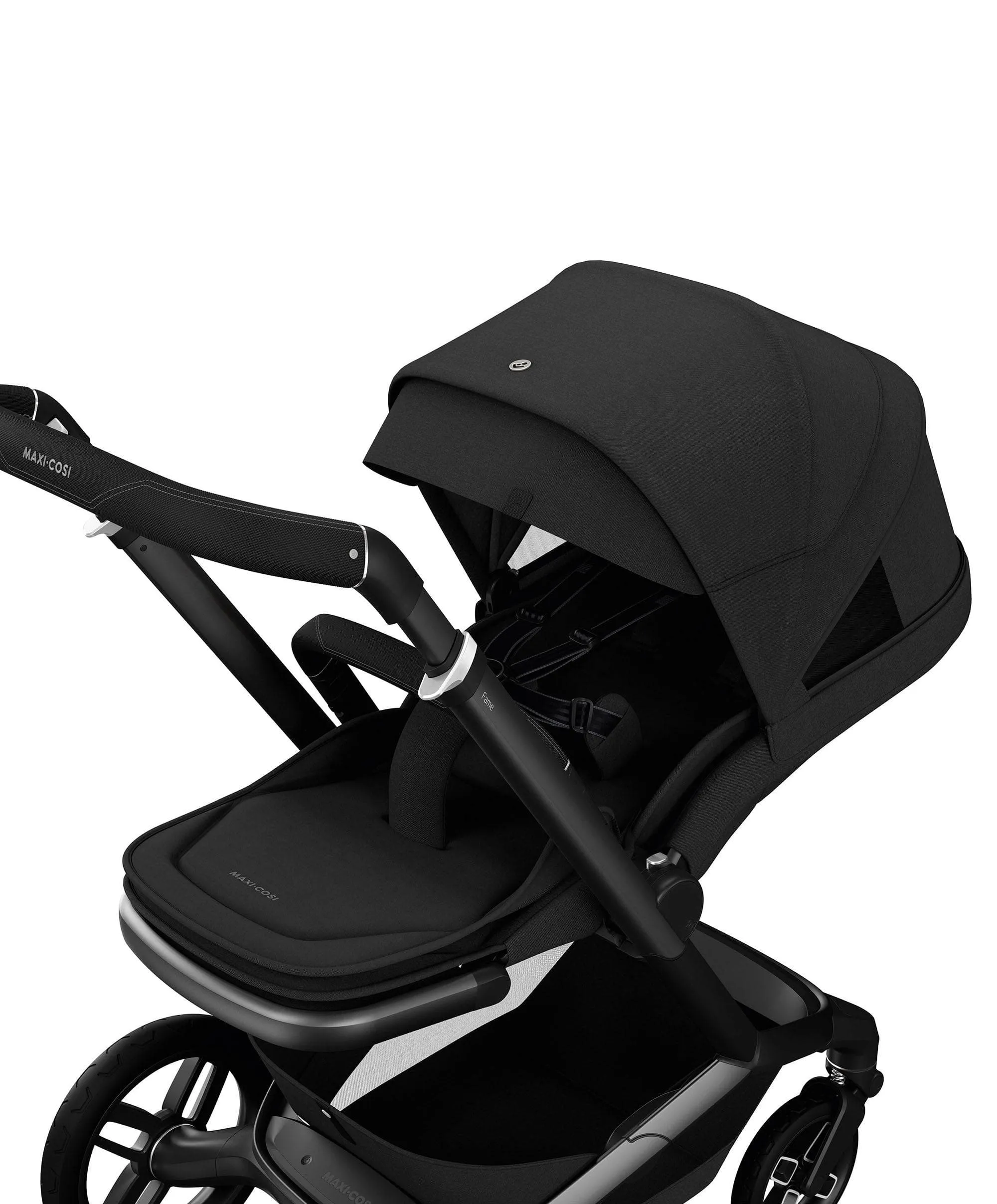 Maxi Cosi Fame Pushchair Bundle With Pebble 360 Pro 2 Car Seat & Base – Black with Black Wheels