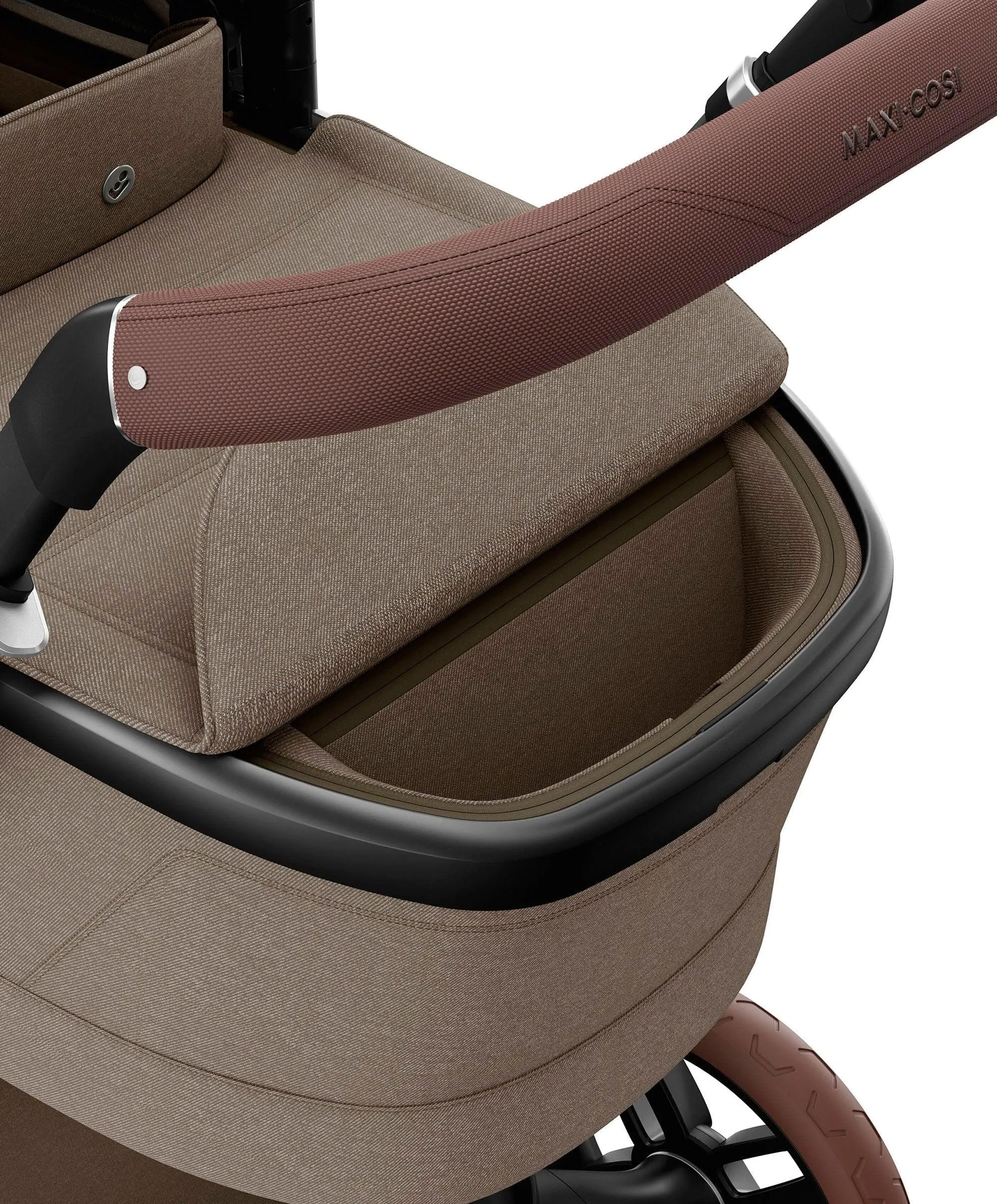 Maxi Cosi Fame Pushchair Bundle With Pebble 360 Pro 2 Car Seat & Base – Truffle with Brown Wheels