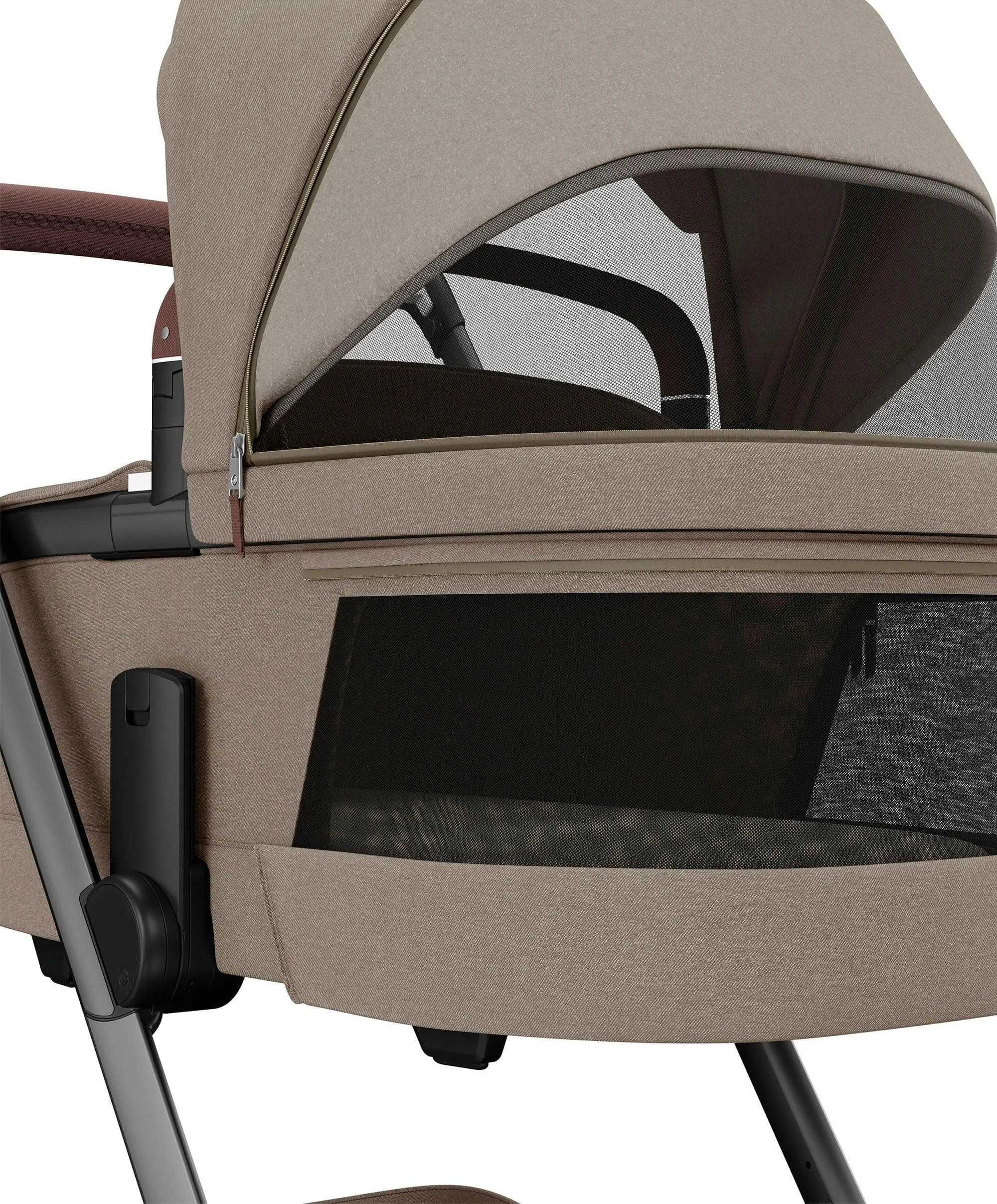 Maxi Cosi Fame Pushchair Bundle With Pebble 360 Pro 2 Car Seat & Base – Truffle with Brown Wheels