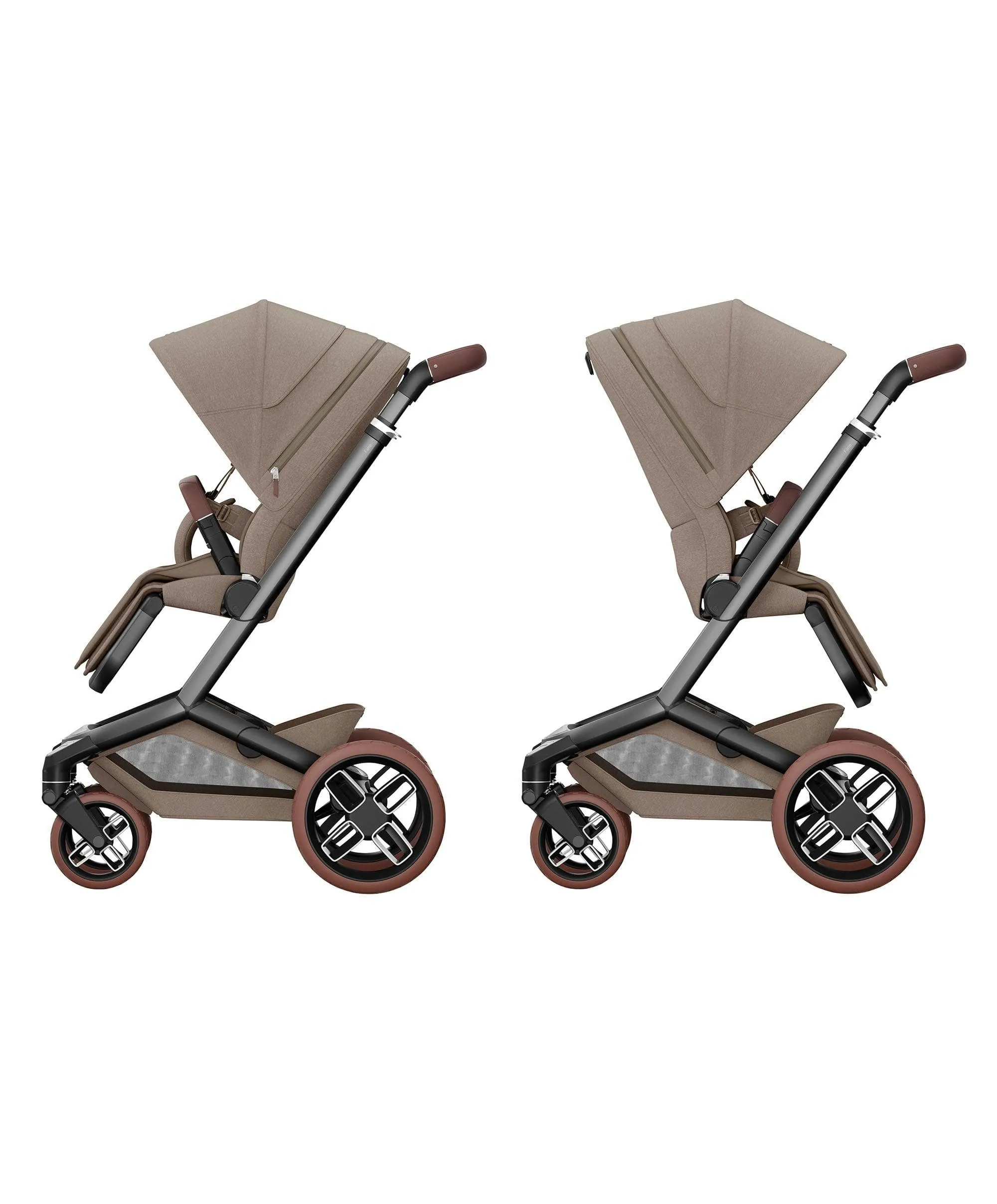 Maxi Cosi Fame Pushchair Bundle With Pebble 360 Pro 2 Car Seat & Base – Truffle with Brown Wheels