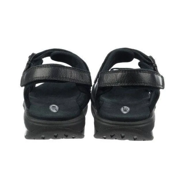 MBT Kisumu 3S Mens Black Leather Arch Support Touch Fastening Sandals