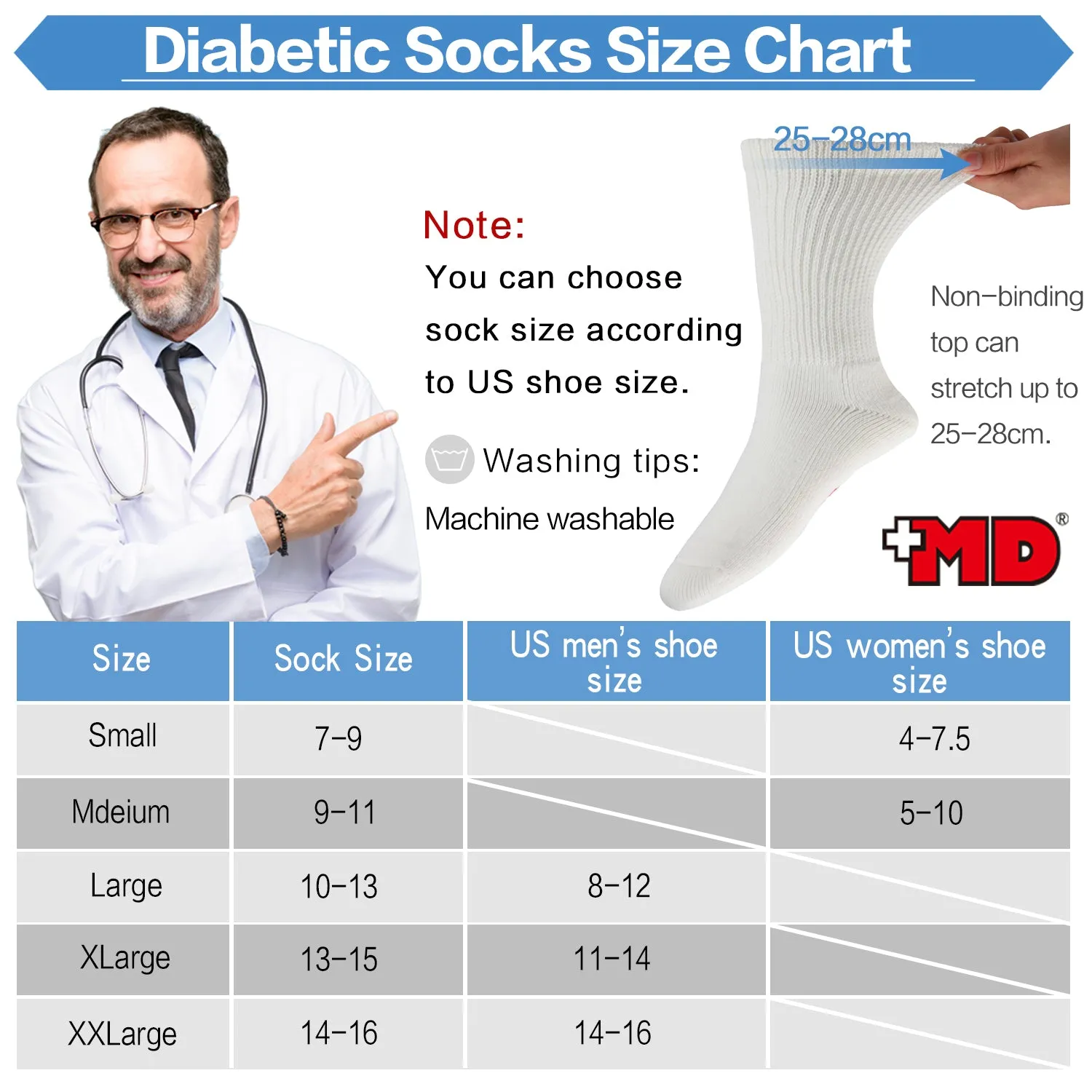 MD Cotton Non-Binding Warm Cushion Crew Socks Dress Socks