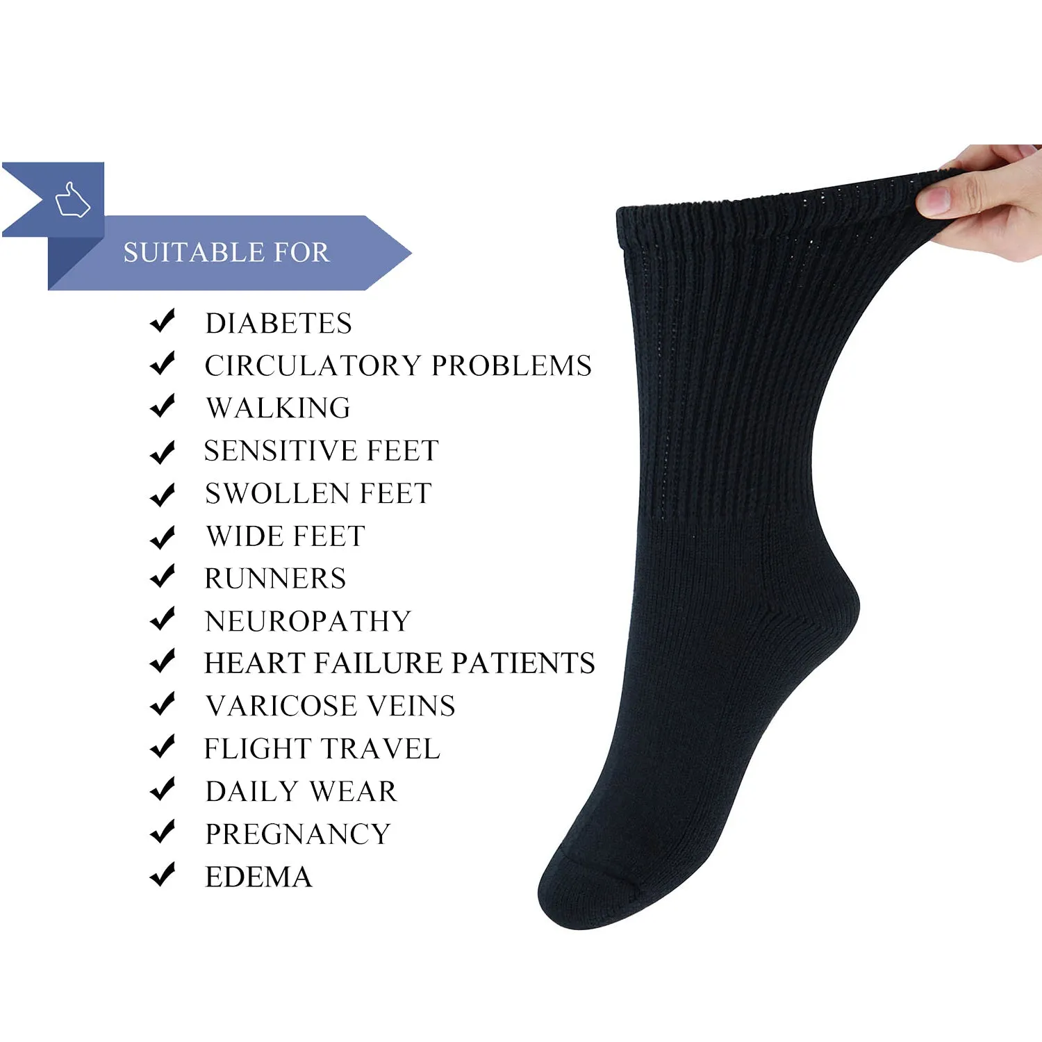 MD Cotton Non-Binding Warm Cushion Crew Socks Dress Socks