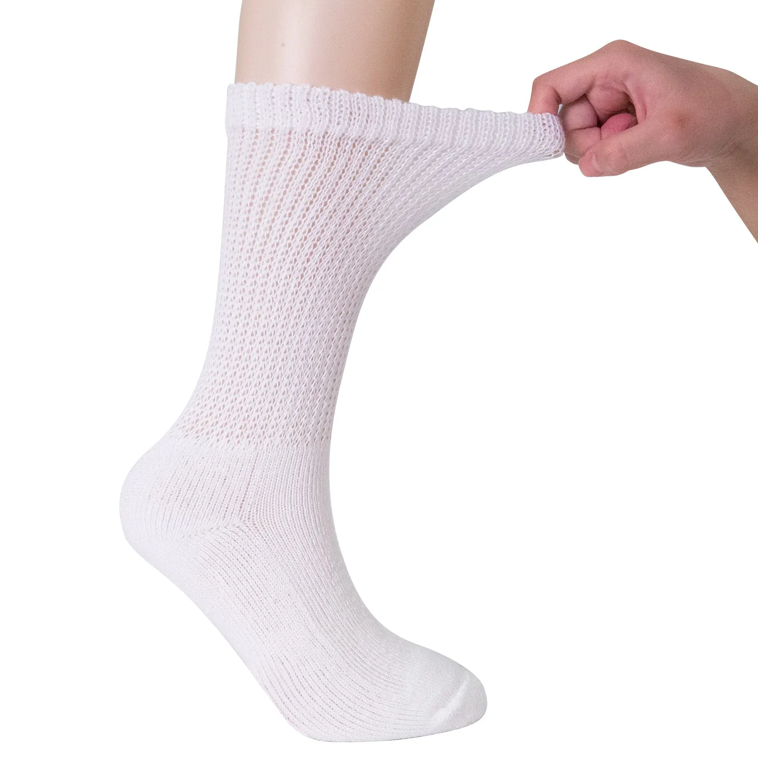 MD Polyester Loose Fit Crew Socks Half Cushion Dress Socks