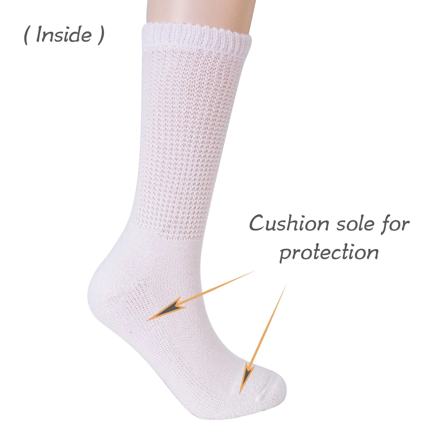 MD Polyester Loose Fit Crew Socks Half Cushion Dress Socks