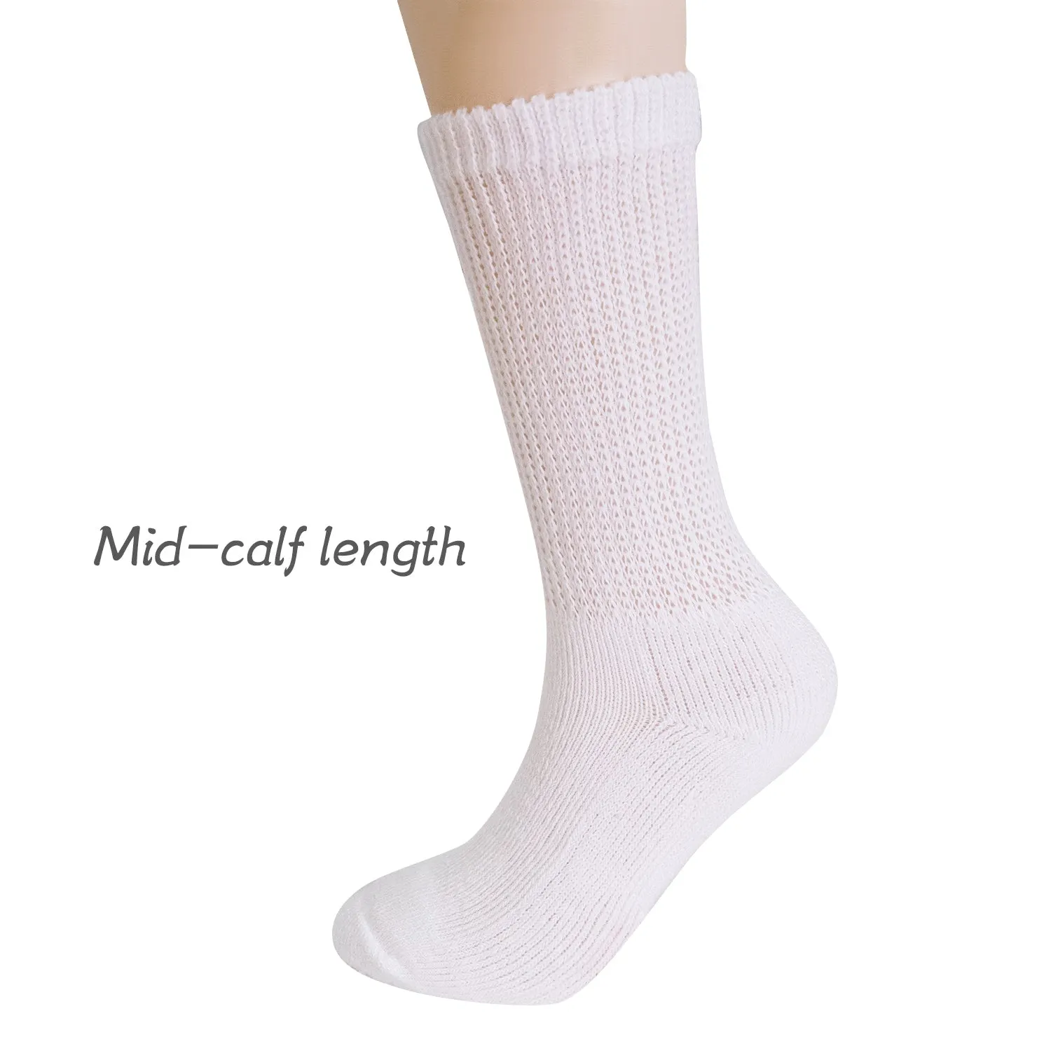 MD Polyester Loose Fit Crew Socks Half Cushion Dress Socks