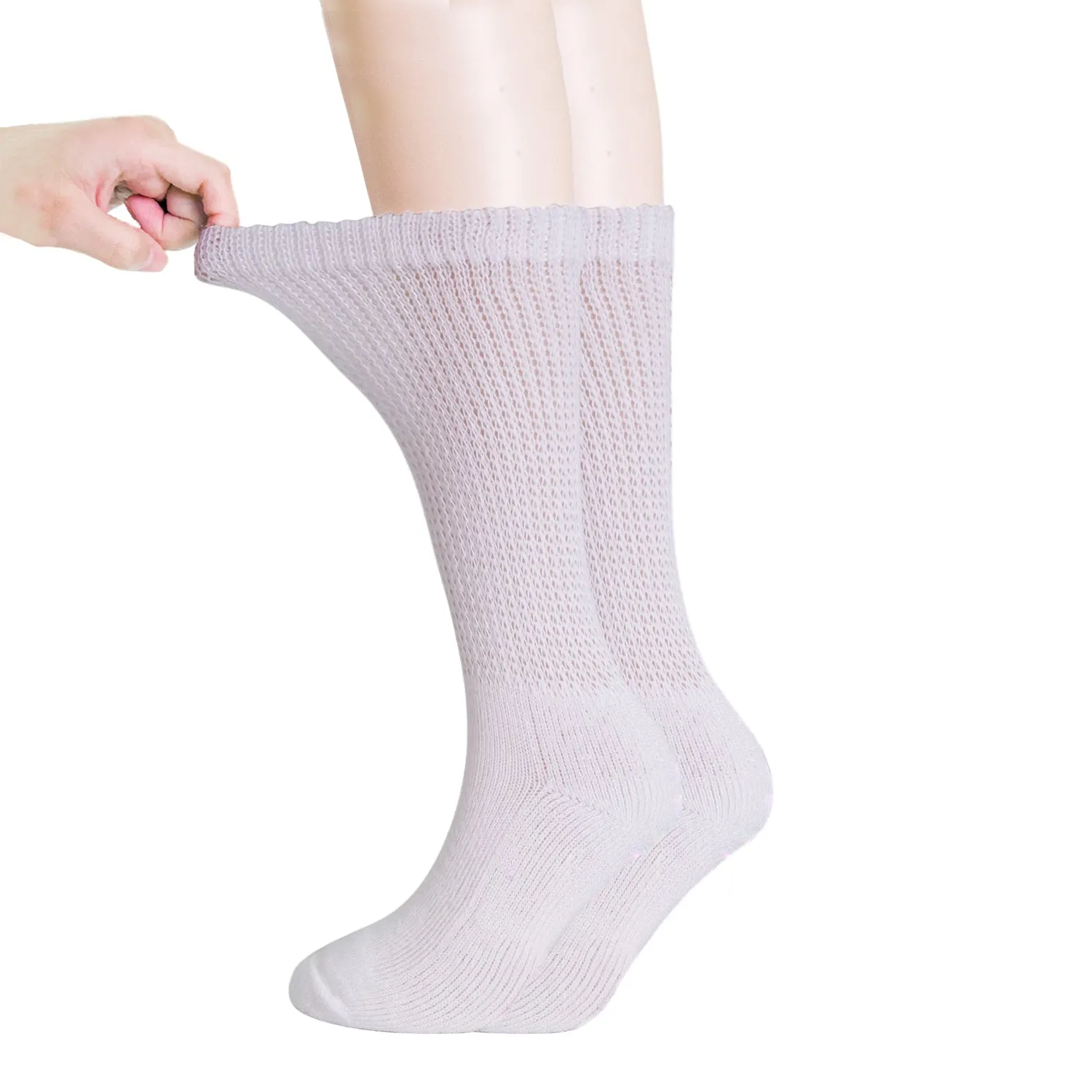 MD Polyester Loose Fit Crew Socks Half Cushion Dress Socks